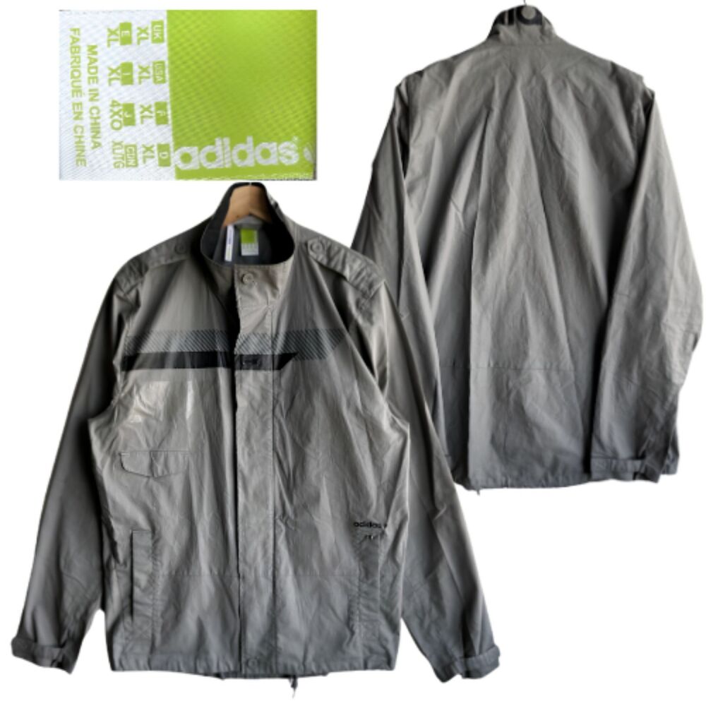 Adidas David Beckham Zip Up Windbreaker Jacket Men's Size XL Gray Drawstring Hem